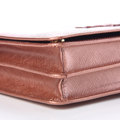 Prada Metallic Saffiano Lux Chain Wallet Antico Mordore 8 of 12