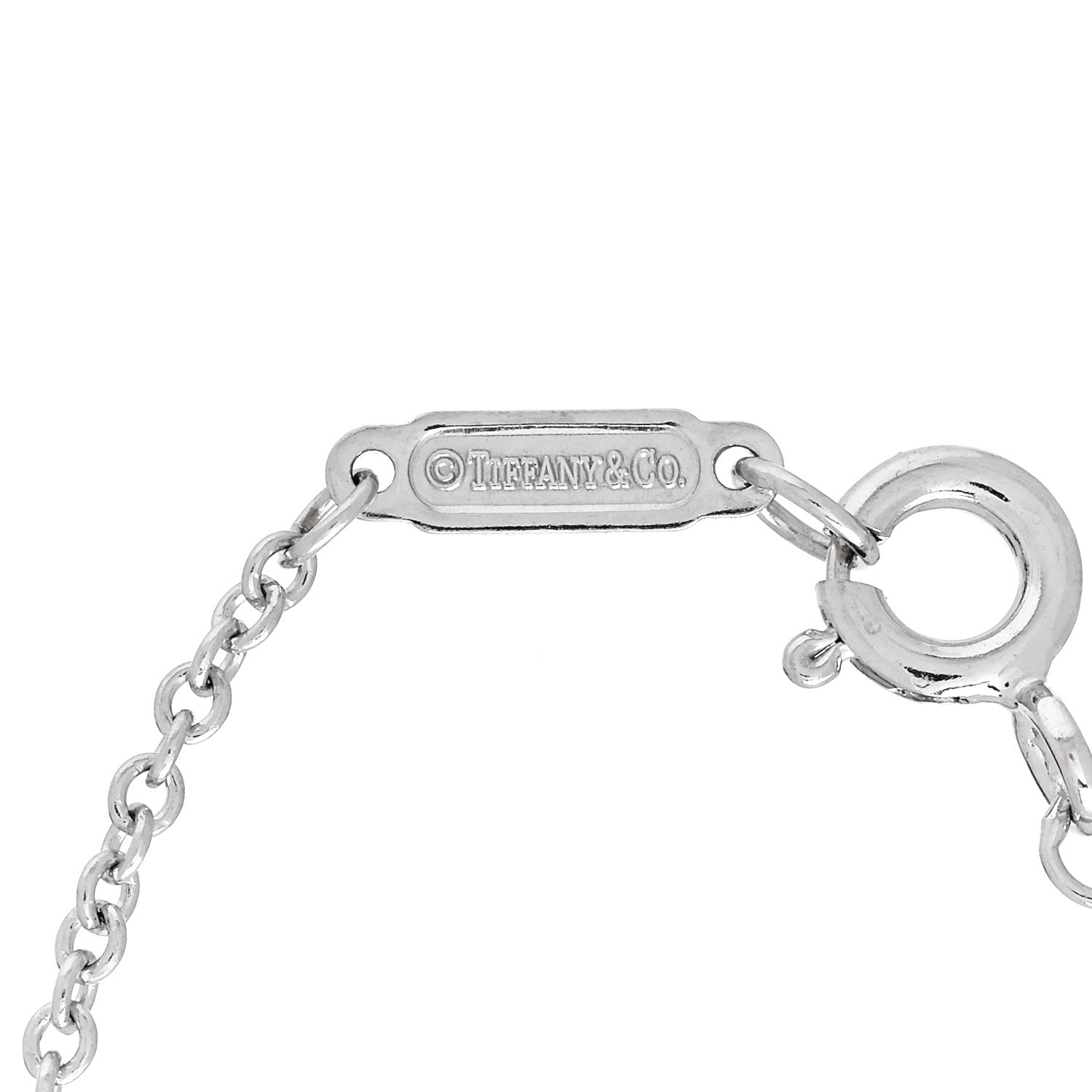 Tiffany 18K White Gold Diamond T Double Chain Bracelet 3 of 5