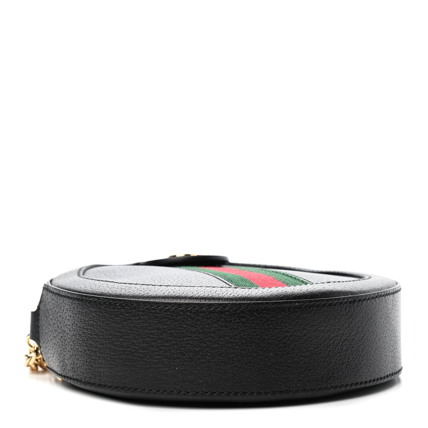 Grained Calfskin Web Mini Ophidia Round Shoulder Bag Black