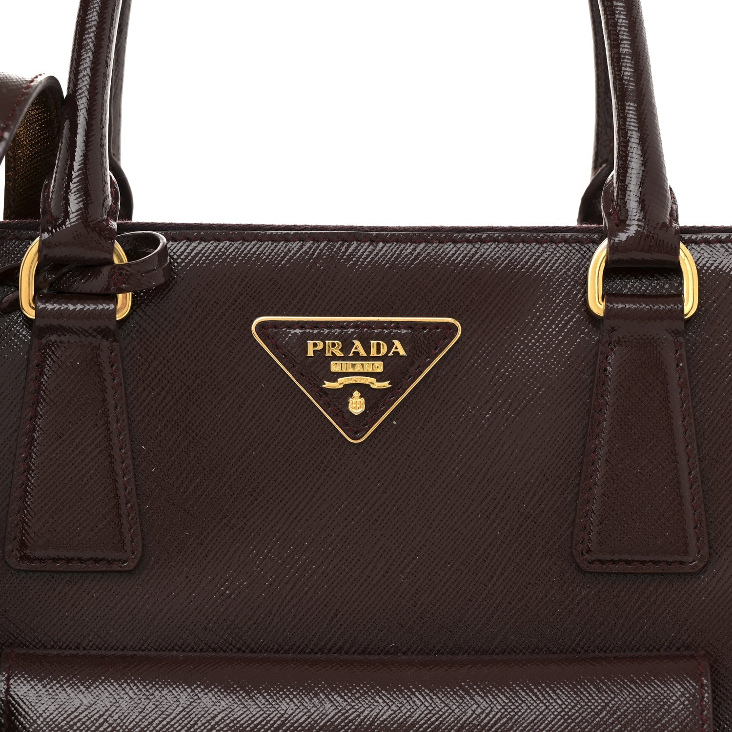 Prada Saffiano Vernice Galleria Front Pocket Tote Cherry 7 of 12