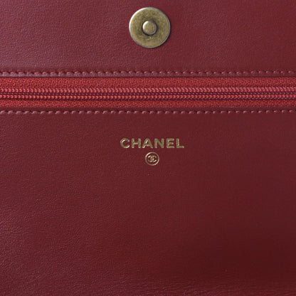 Chanel Caviar Quilted Boy Wallet On Chain WOC Red 8 of 11