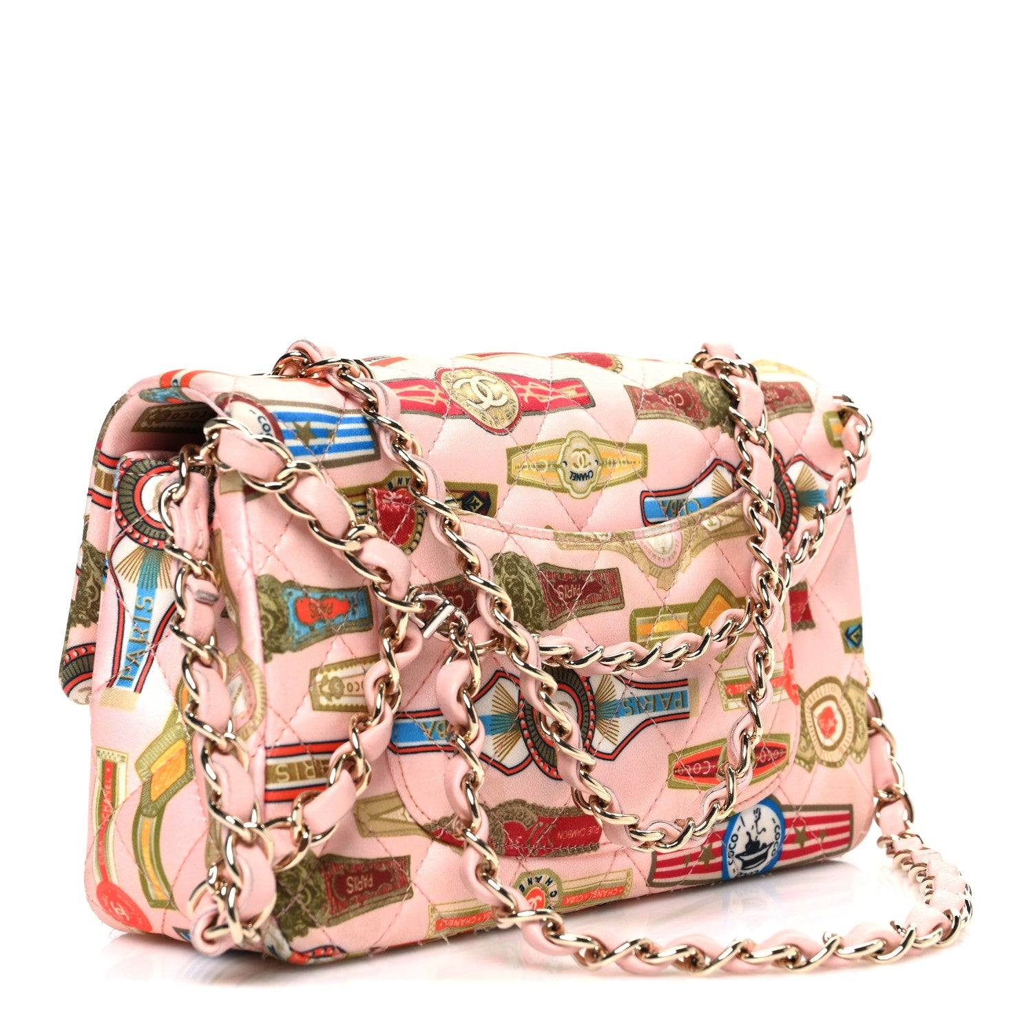 Chanel Satin Paris Cuba Cigare Print Mini Flap Pink 3 of 10
