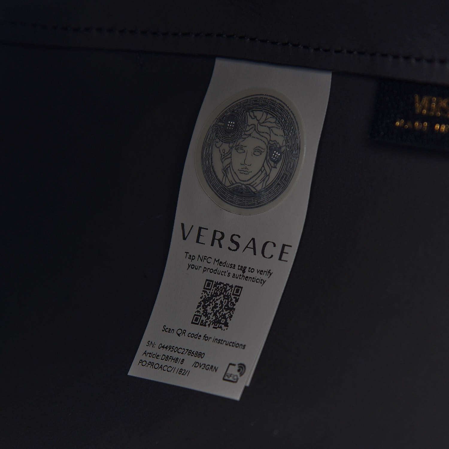 Versace Calfskin Virtus Tote Black 7 of 9