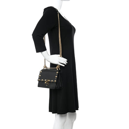 Fendi Vitello Liberty Metal Scalloped Multi Studded Small Kan I Shoulder Bag Black 2 of 10