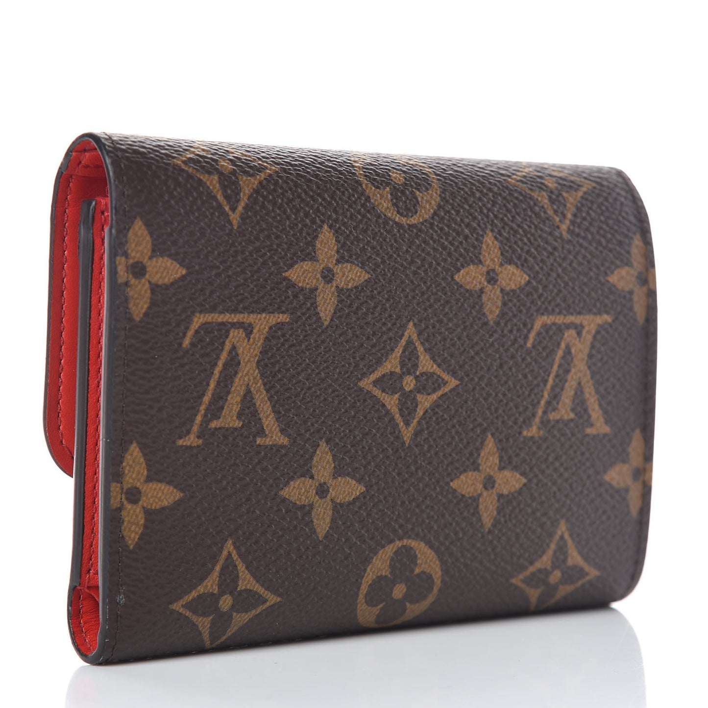 Monogram Flower Lock Compact Wallet Coquelicot