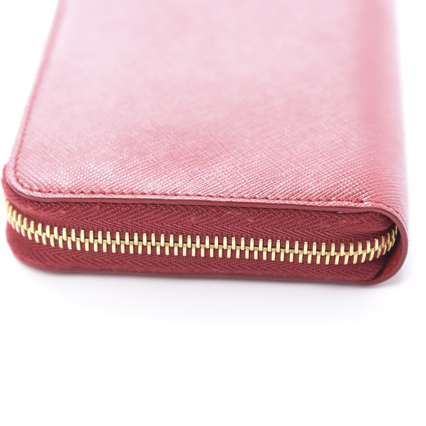 Saffiano Shine Monochrome Zip Around Wallet Fuoco