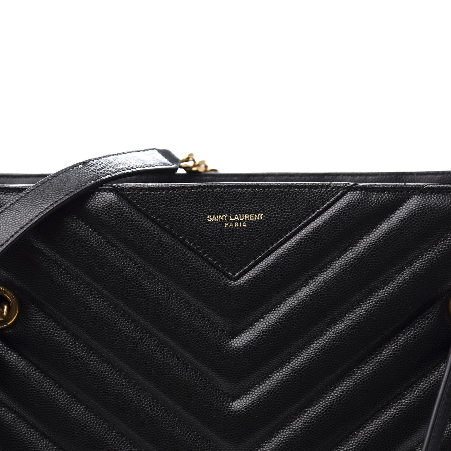 Grain De Poudre Matelasse Chevron Medium Tribeca Shopping Bag Black