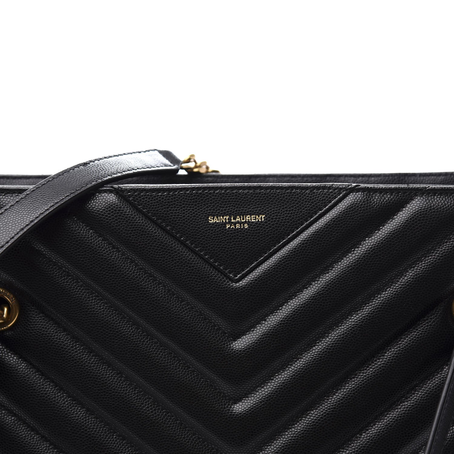Saint Laurent Grain De Poudre Matelasse Chevron Medium Tribeca Shopping Bag Black 10 of 10