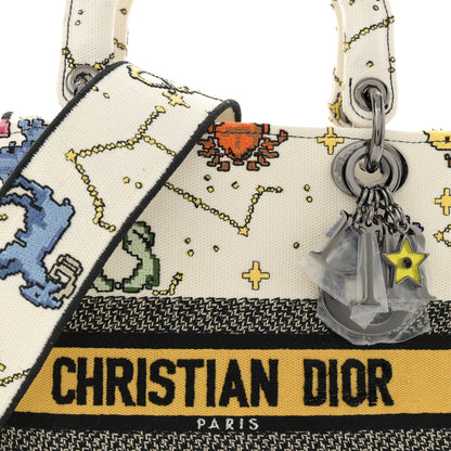 Christian Dior Canvas Pixel Zodiac Embroidered Medium Lady D-Lite Ecru Multicolor 8 of 14