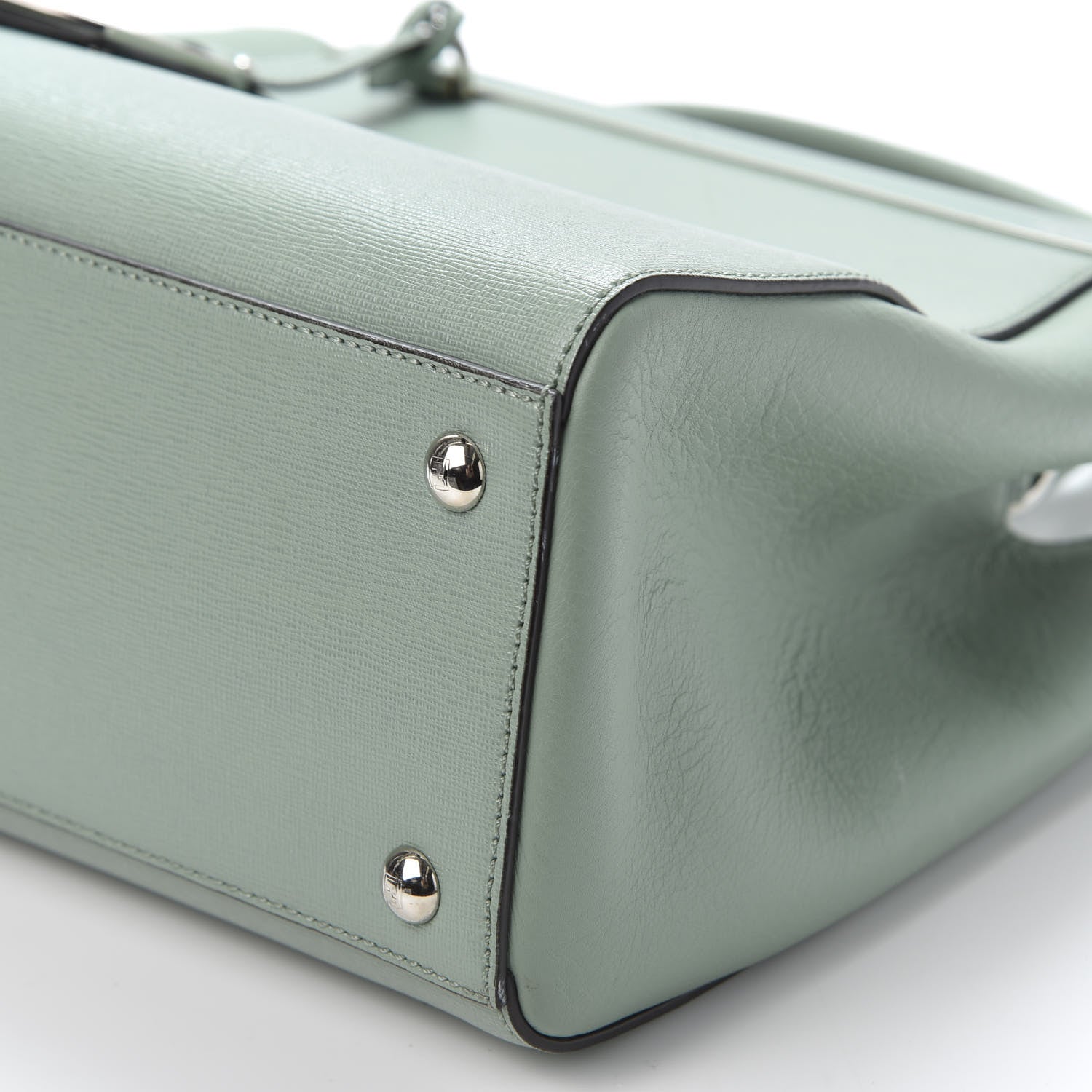Fendi Vitello Elite Flamingo Petite 2Jours Tote Menta 6 of 9