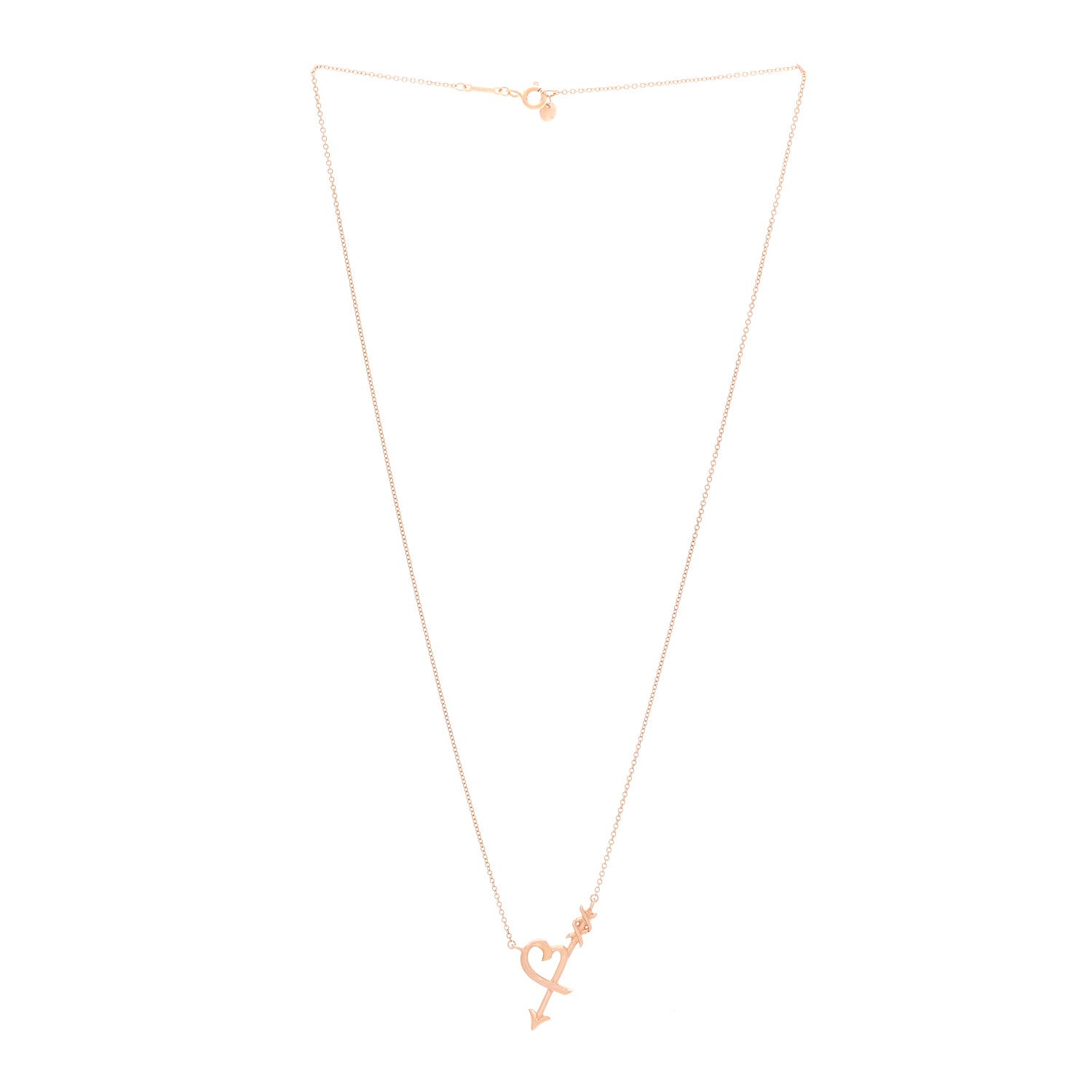 Tiffany 18K Rose Gold Paloma Picasso Heart and Arrow Pendant Necklace 3 of 7