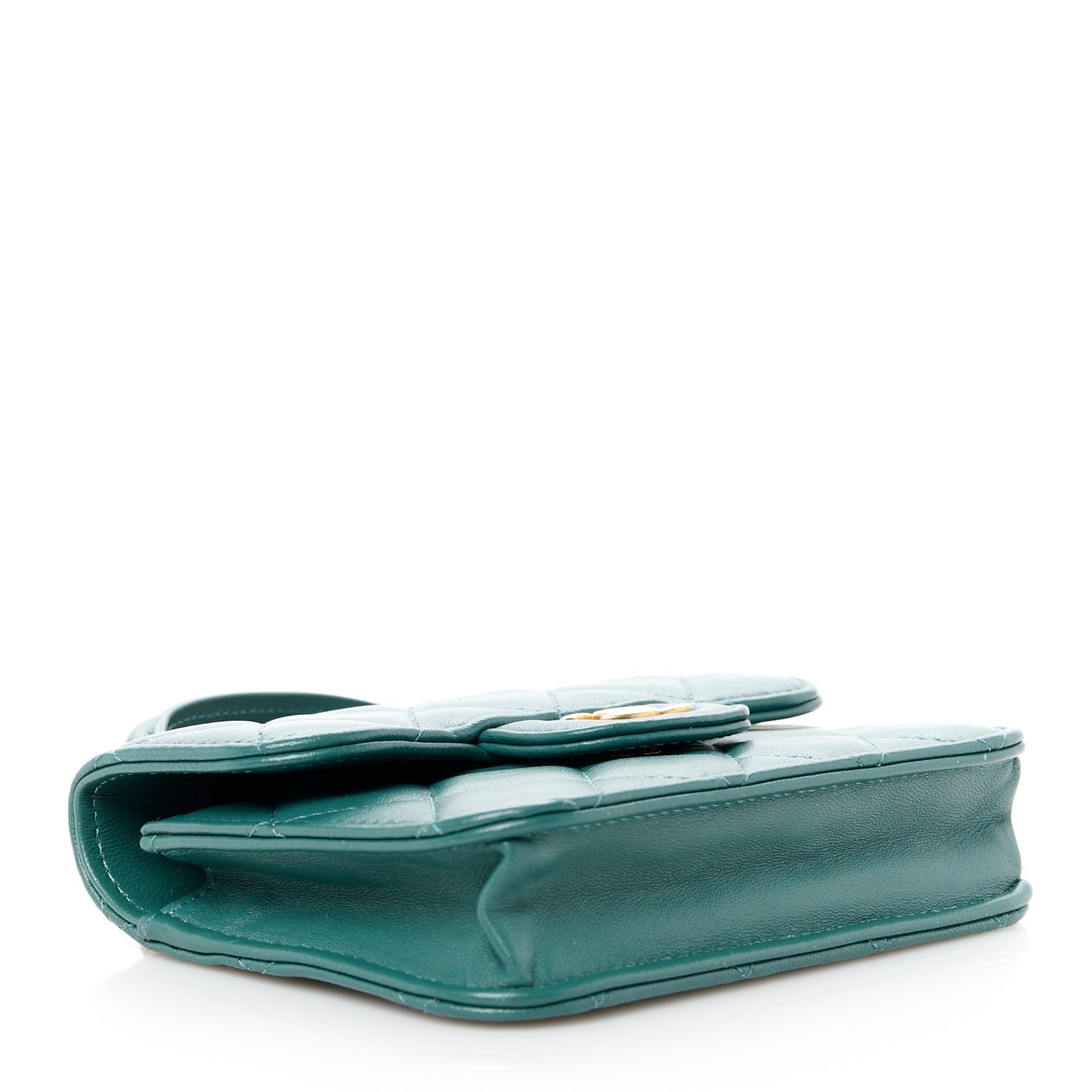 Lambskin Quilted Top Handle Flap Coin Purse With Chain Green