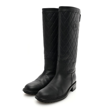 Chanel Oily Calfskin Quilted High Boots 37 Black 2 of 8
