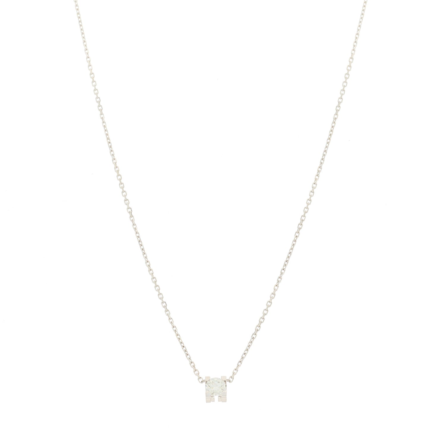 18K White Gold Diamond .23ct C De Cartier Pendant Necklace