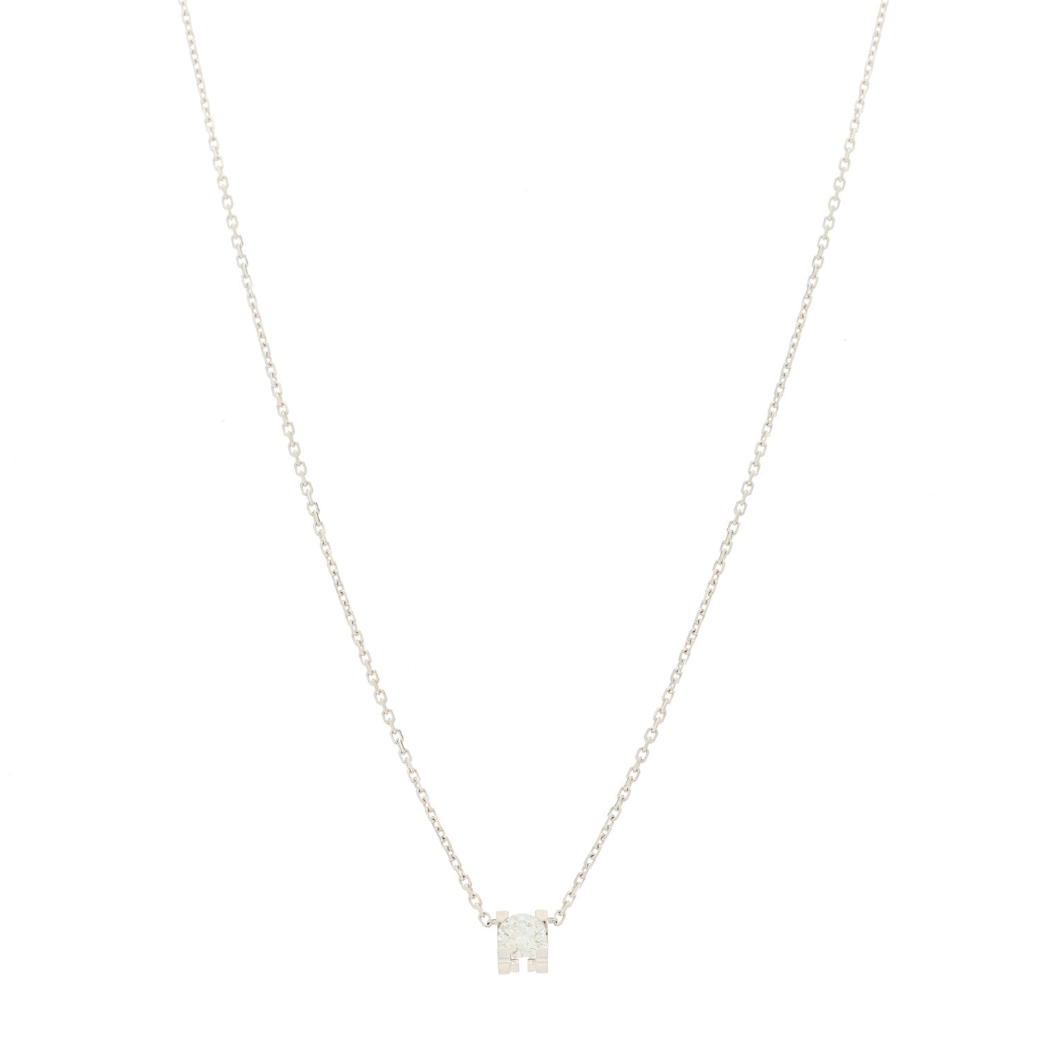 Cartier 18K White Gold Diamond .23ct C De Cartier Pendant Necklace 1 of 5