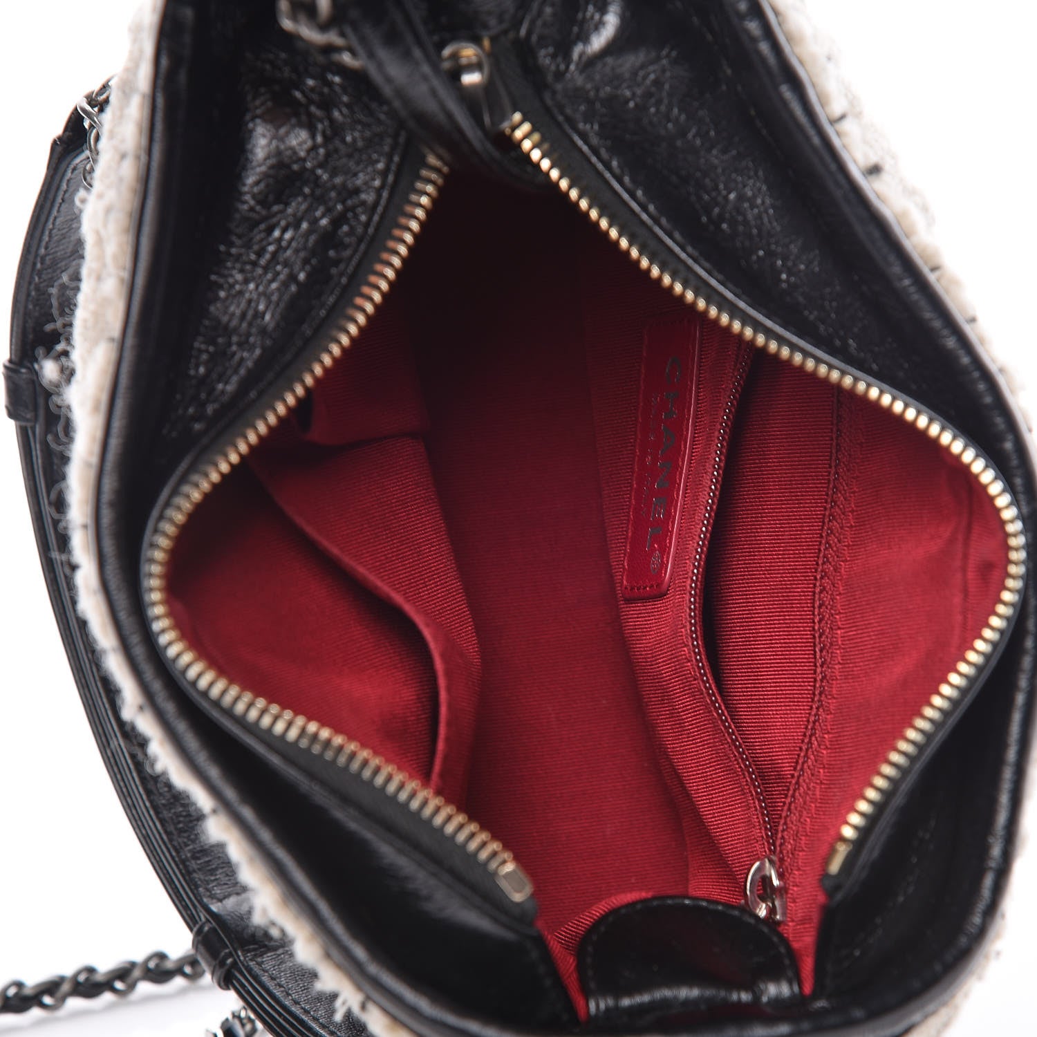 Chanel Tweed Calfskin Quilted Small Gabrielle Hobo Ivory Black 7 of 10