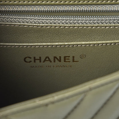 Chanel Calfskin Chevron Quilted Mini Rectangular Flap Khaki 6 of 8
