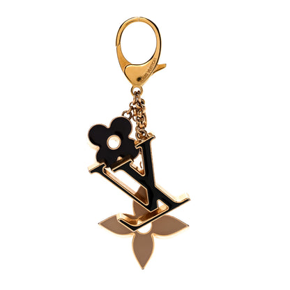 Louis Vuitton Metal Enamel Fleur De Monogram Bag Charm Dore 1 of 7