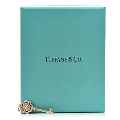 Tiffany 18K Rose Gold Diamond Rose Key Pendant 5 of 5