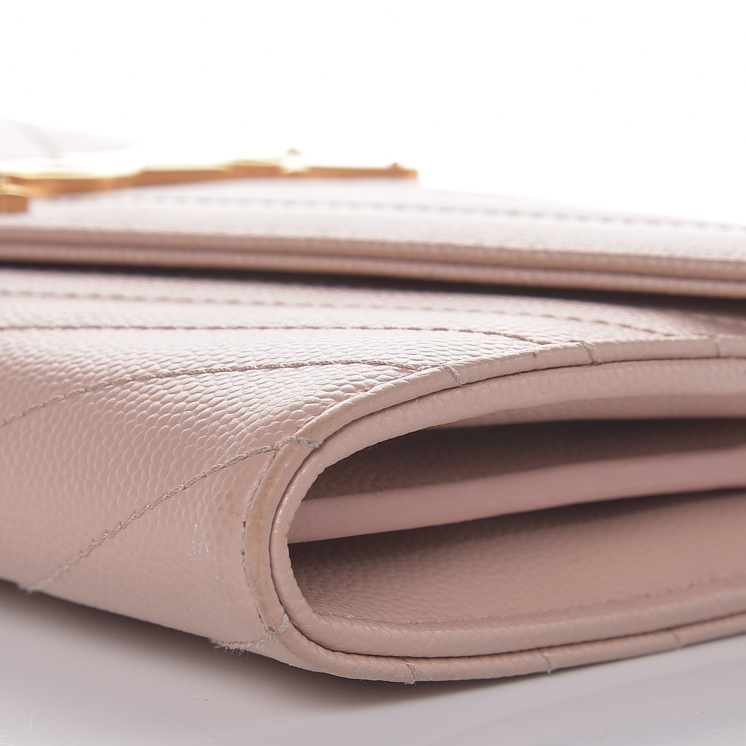 Saint Laurent Grain De Poudre Matelasse Chevron Monogram Wallet Pale Pink 10 of 12