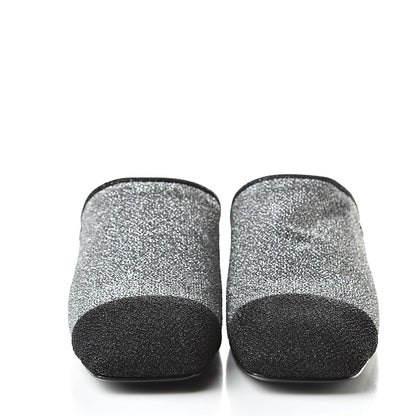 Chanel Fantasy Fabric Mules 38.5 Dark Silver Black 2 of 9
