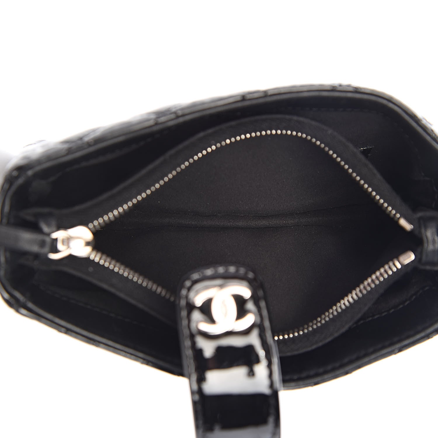 Chanel Patent Quilted Mini Phone Holder Clutch Black 5 of 10
