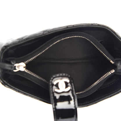 Chanel Patent Quilted Mini Phone Holder Clutch Black 5 of 10