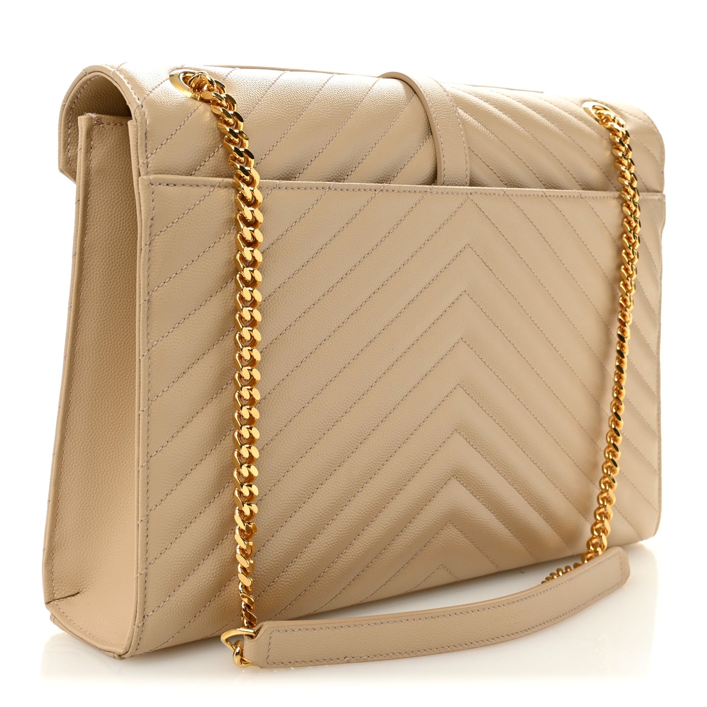 Grain De Poudre Matelasse Chevron Large Monogram Satchel Nude Powder