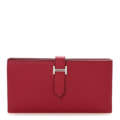 Hermes Epsom Bearn Gusset Wallet Rouge Garance 1 of 10