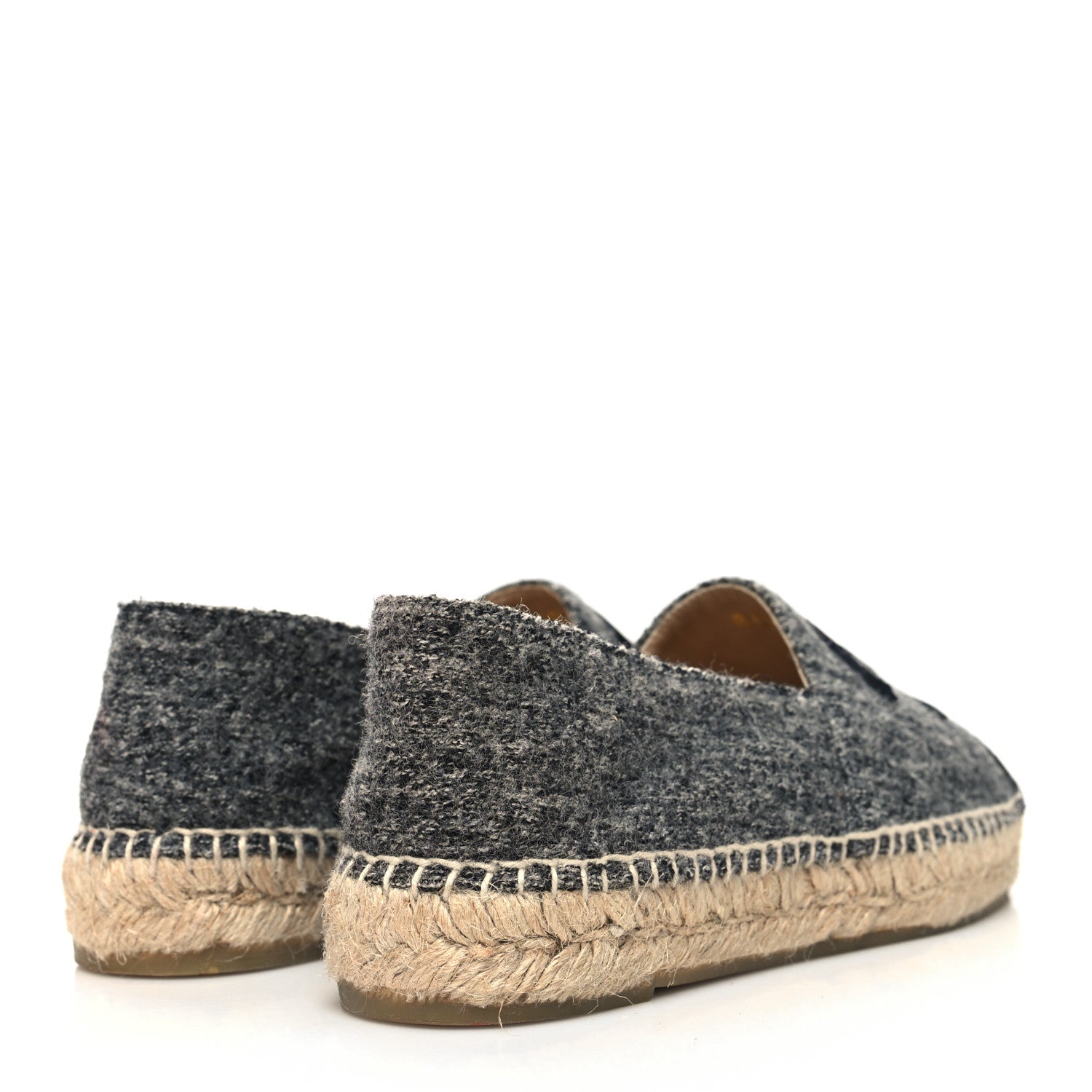 Chanel Tweed Velvet CC Espadrilles 38 Grey Black 4 of 9