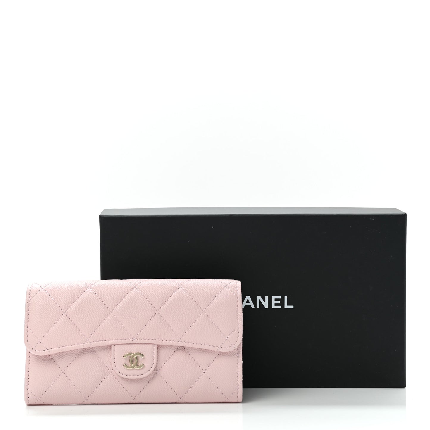 Caviar Quilted Medium Flap Wallet Light Pink