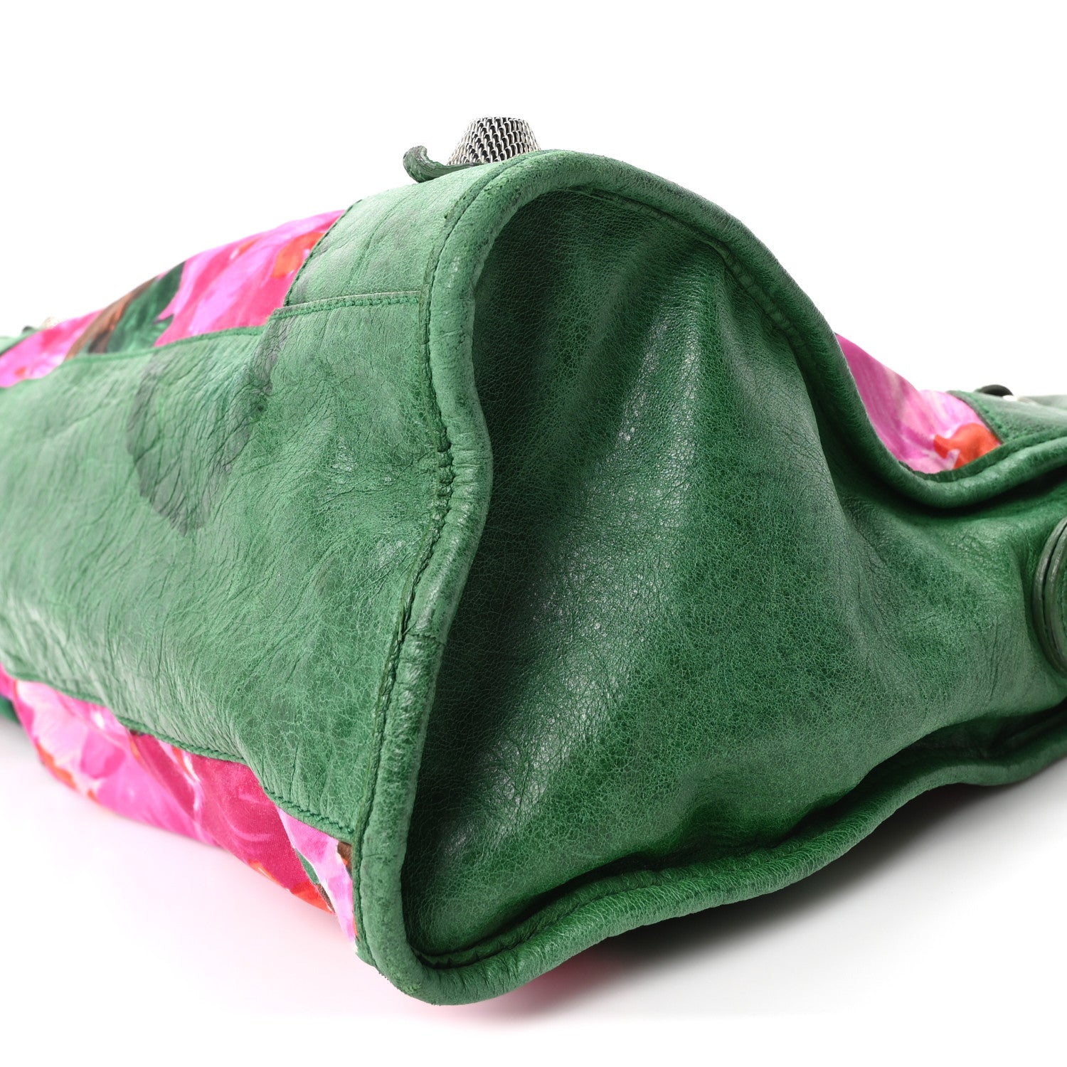 Balenciaga Chevre Satin Giant 21 Silver Hardware City Green Floral 10 of 10
