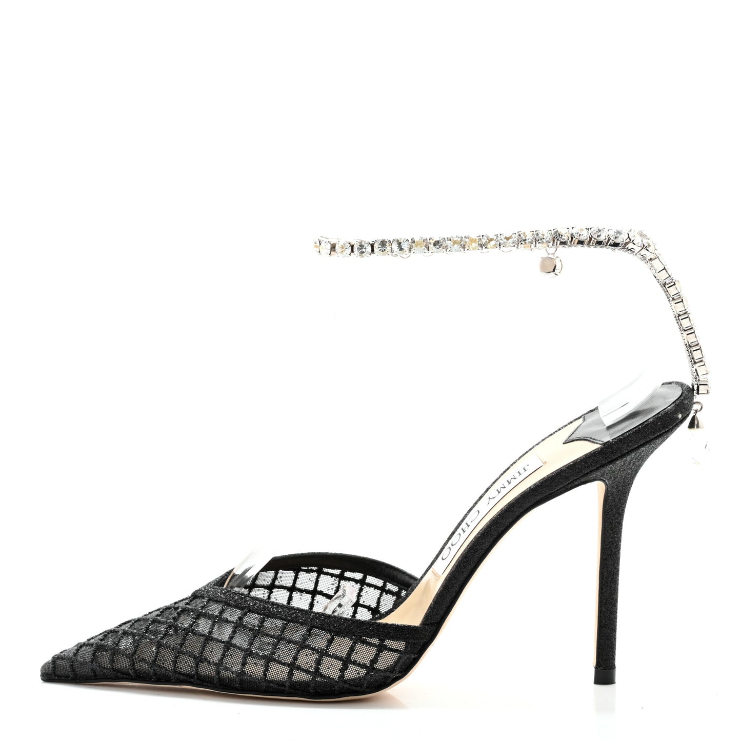 Glitter Checker Board Mesh Crystal Saeda 100 Pumps 38 Black