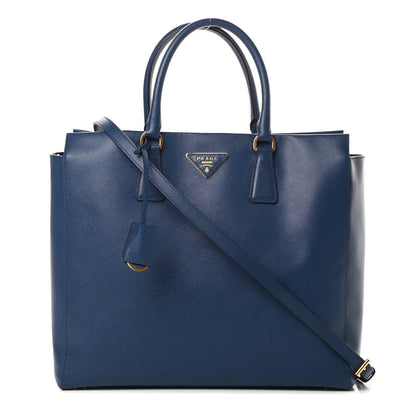 Prada Saffiano Lux Double Handle Shopping Tote Bluette 1 of 12