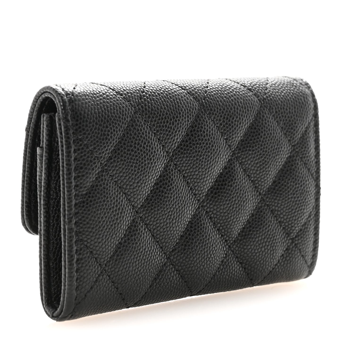Caviar Quilted CC Flap Card Holder Black