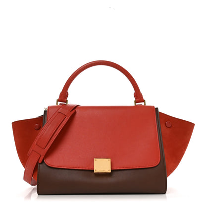 Celine Smooth Calfskin Nubuck Small Tri-Color Trapeze Light Ruby 1 of 9