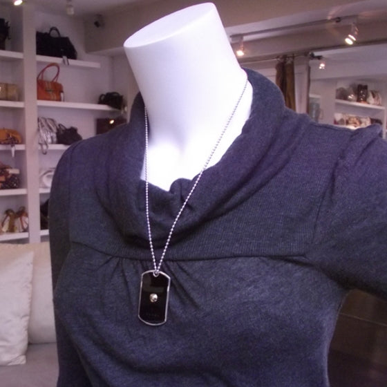 Stainless Steel 18K Yellow Gold Grammy Award Dog Tag Necklace