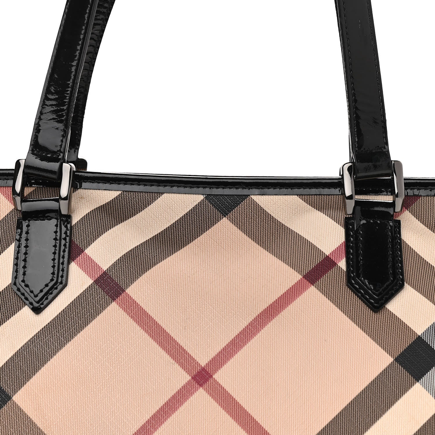 Burberry Nova Check Patent Trim Shopper Tote Black 9 of 19