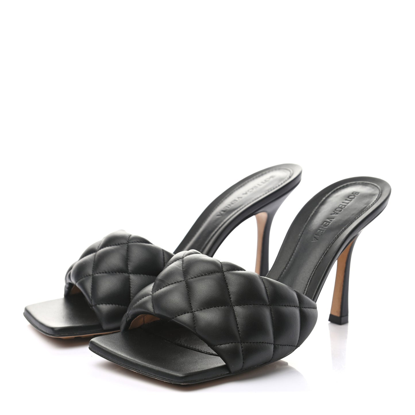 Nappa Matelasse Padded Mule Sandals 38 Black