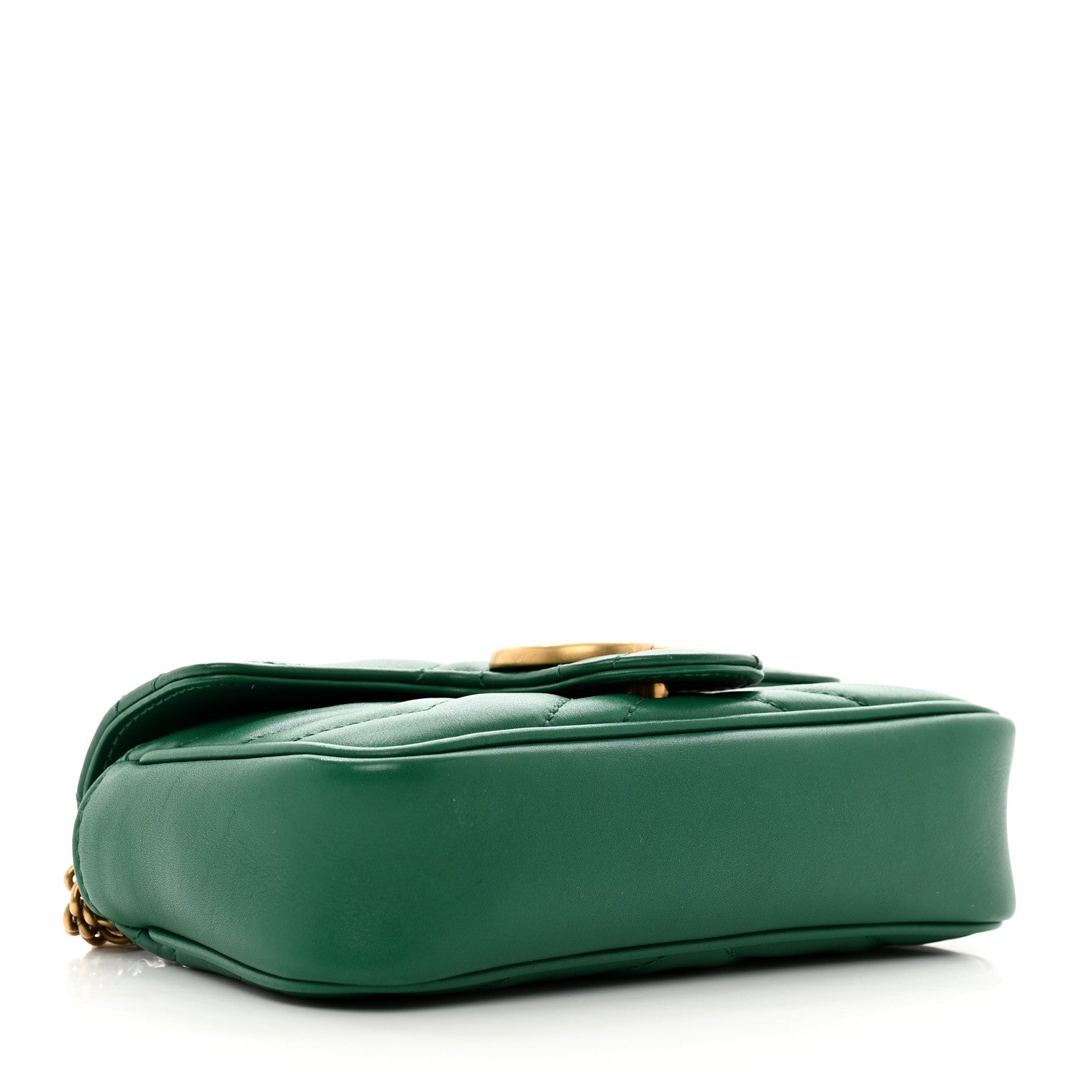 Gucci Calfskin Matelasse Super Mini GG Marmont Shoulder Bag Emerald Green 4 of 11