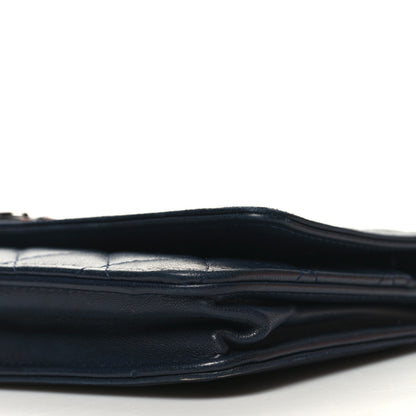 Chanel Lambskin Quilted Boy Wallet On Chain WOC Navy Blue 11 of 16