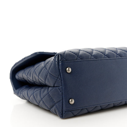 Chanel Caviar Quilted Medium Coco Handle Flap Navy Blue 10 of 12