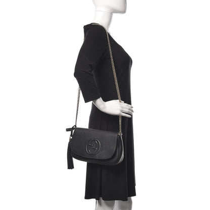 Gucci Pebbled Calfskin Medium Soho Flap Crossbody Black 2 of 9