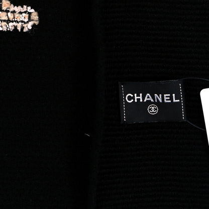 Chanel Cashmere Tweed Logo Scarf Black 3 of 4