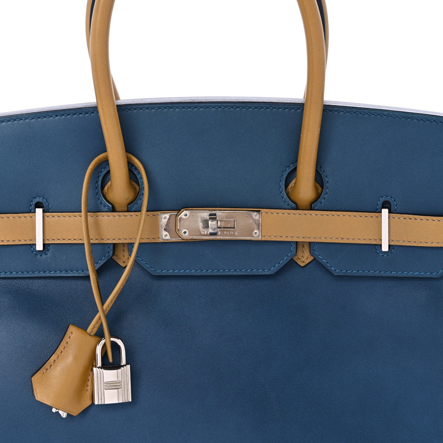 Hermes Box Horseshoe Birkin 35 Bleu de Prusse Curry 8 of 15
