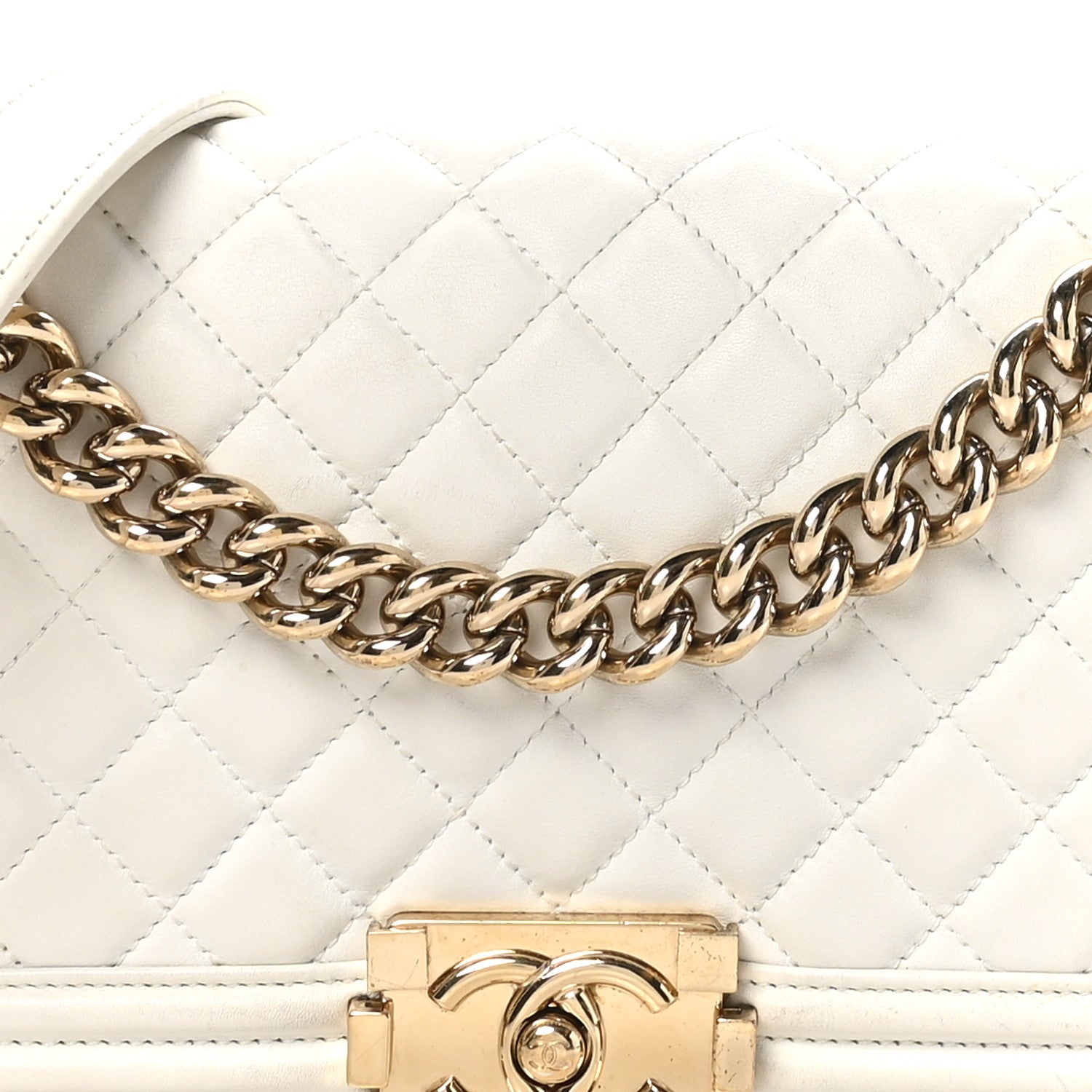 Chanel Lambskin Quilted Medium Boy Flap White 8 of 10