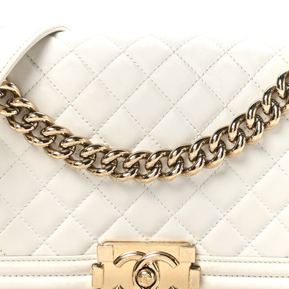 Chanel Lambskin Quilted Medium Boy Flap White 8 of 10
