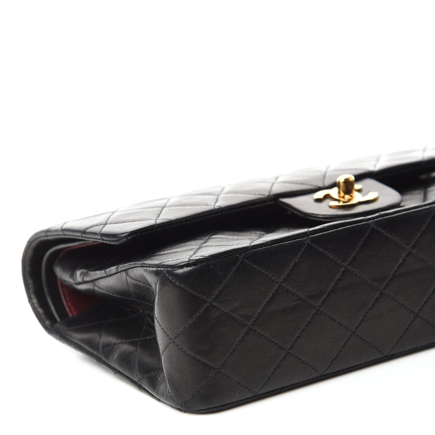 Lambskin Quilted Medium Double Flap Black