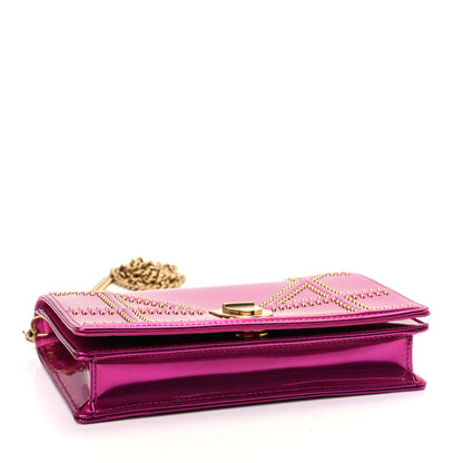 Christian Dior Patent Studded Diorama Wallet on Chain Pouch Pink 4 of 9