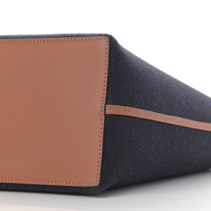 Loewe Wool Calfskin Small Love Anagram Tote Navy Tan 10 of 10